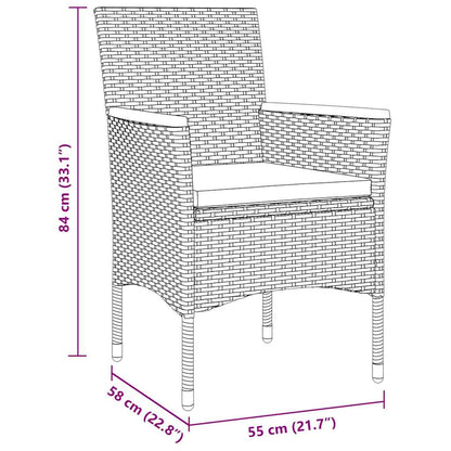 Tuin Eettafelset Met Kussen 7 Pcs Grijs Poly Rattan
