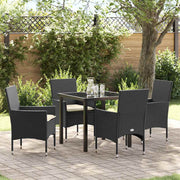 Tuin eettafelset poly rattan zwart 4 personen