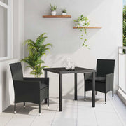 Tuin eettafelset poly rattan 8 personen zwart