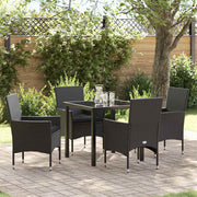 Tuin eettafelset poly rattan zwart 4 personen