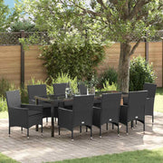 Tuin eettafelset 9-delig poly rattan zwart
