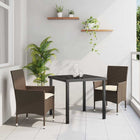 Garden dining set with cushion 3 pcs Brown poly rattan