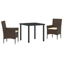 Tuin eettafelset met kussen 3 pcs Bruin poly rattan