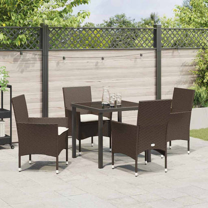 Tuin eettafelset met kussen 5 pcs Bruin poly rattan