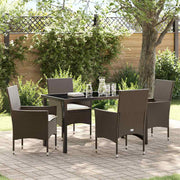 Tuin eettafelset poly rattan bruin 5-delig
