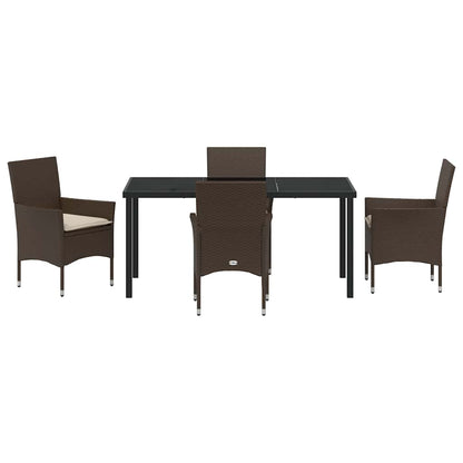 Tuin eettafelset met kussen 5 pcs Bruin poly rattan