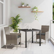 Tuin eettafelset poly rattan grijs 3-delig