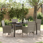 Tuin eettafelset poly rattan grijs 4 personen