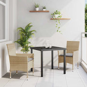 Eettafelset tuin poly rattan 3-delig beige