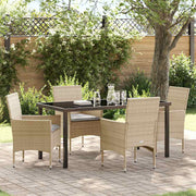 Tuin eettafelset poly rattan beige 200x80x73 cm