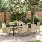 Garden Dining Set with Cushion 7 pcs Beige Poly Rattan
