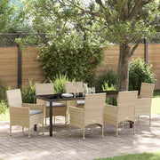 Tuin eettafelset poly rattan 8 stoelen 200x80x73 cm beige
