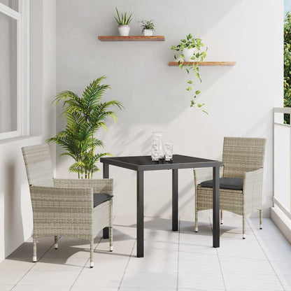 Tuin eettafelset met kussen 3 pcs Lichtgrijs poly rattan