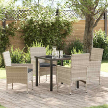 Tuin eettafelset met kussen 5 pcs Lichtgrijs poly rattan