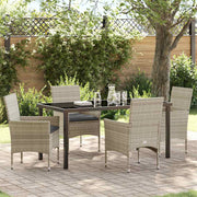 Tuin eettafelset poly rattan lichtgrijs 4 personen