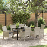Tuin eettafelset poly rattan lichtgrijs 7-delig