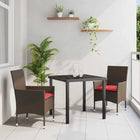Tuinset PE Rattan bruin 200x80x73 cm tafel 53x61x83 cm stoel