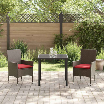 Tafel en stoelen set met kussen 3 pcs Bruin PE Rattan