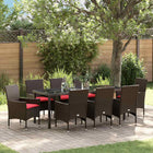 Tuinset tafel en stoelen 8 personen PE Rattan bruin