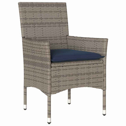 Tafel en stoelen set met kussen 7 pcs Grijs PE Rattan