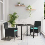 Tuinset 6 personen PE rotan zwart