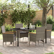 Tuin eettafelset poly rattan grijs 200x80x73 cm