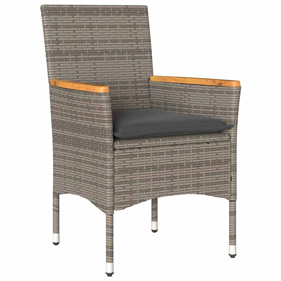 Tuin eettafelset met kussen 9 pcs Grijs poly rattan