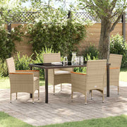 Tuin eettafelset poly rattan 200x80x73 cm beige