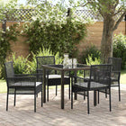 Tuin eettafelset poly rattan zwart 4 personen