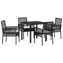 Tuin eettafelset met kussen 5 pcs Zwart poly rattan