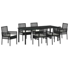 Tuin Eettafelset Met Kussen 7 Pcs Poly Rattan 6-persoons Zwart en crèmewit 200 cm