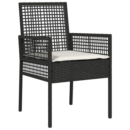 Tuin Eettafelset Met Kussen 7 Pcs Poly Rattan 6-persoons Zwart en crèmewit 200 cm