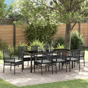 Tuin eettafelset 8-persoons 200 cm poly rattan zwart crème