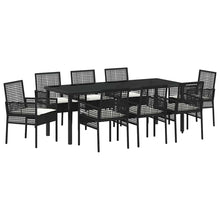 Tuin Eettafelset Met Kussen 9 Pcs Poly Rattan 8-persoons Zwart en crème 200 cm