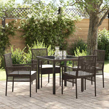 Tuin eettafelset met kussen 5 pcs Bruin poly rattan