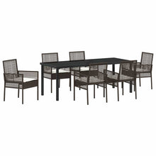 Tuin Eettafelset Met Kussen 7 Pcs Poly Rattan 6-persoons Bruin en crèmewit 200 cm