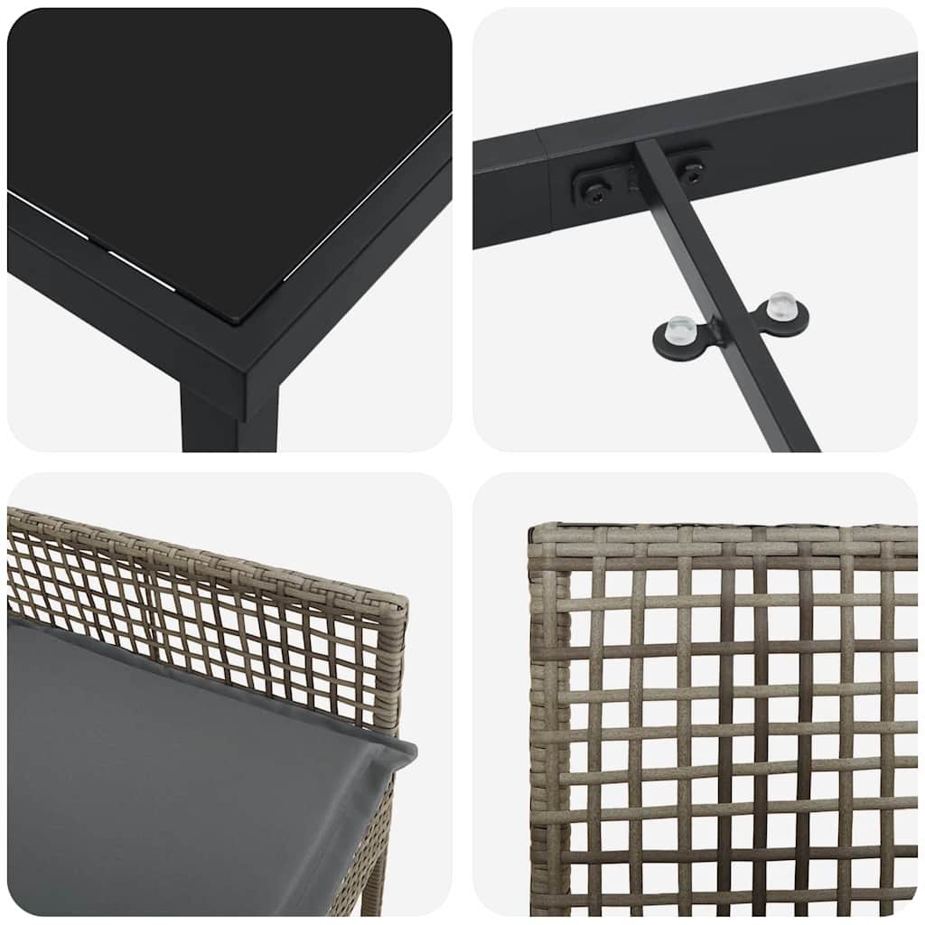 Tuin Eettafelset Met Kussen 9 Pcs Poly Rattan 8-persoons grijs en donkergrijs 200 cm