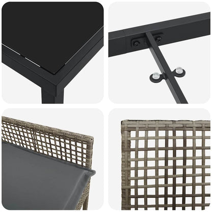 Tuin Eettafelset Met Kussen 9 Pcs Poly Rattan 8-persoons grijs en donkergrijs 200 cm