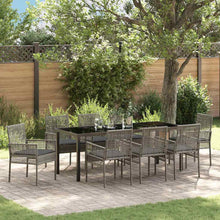Tuin Eettafelset Met Kussen 9 Pcs Poly Rattan 8-persoons grijs en donkergrijs 200 cm