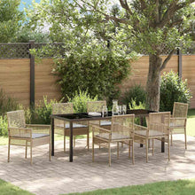 Tuin Eetset Met Kussen 7 Pcs Poly Riet 6-persoons beige en lichtgrijs 200 cm