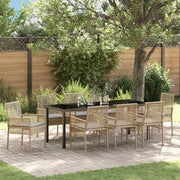 Tuin eettafelset poly rattan 8 personen 200 cm beige
