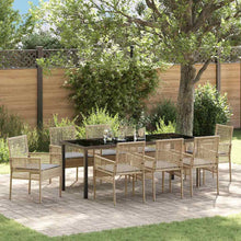 Tuin Eettafelset Met Kussen 9 Pcs Poly Rattan 8-persoons beige en lichtgrijs 200 cm