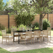 Tuin eettafelset poly rattan 9-delig 8 personen beige