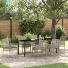 Tuin eettafelset poly rattan 7-delig lichtgrijs