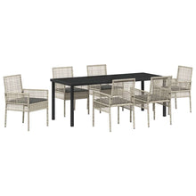 Tuin Eettafelset Met Kussen 7 Pcs Poly Rattan 6-persoons Lichtgrijs en donkergrijs 200 cm