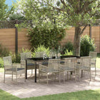 Tuin eettafelset poly rattan 9-delig lichtgrijs