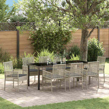 Tuin Eettafelset Met Kussen 9 Pcs Poly Rattan 8-persoons Lichtgrijs en donkergrijs 200 cm