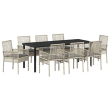 Tuin Eettafelset Met Kussen 9 Pcs Poly Rattan 8-persoons Lichtgrijs en donkergrijs 200 cm