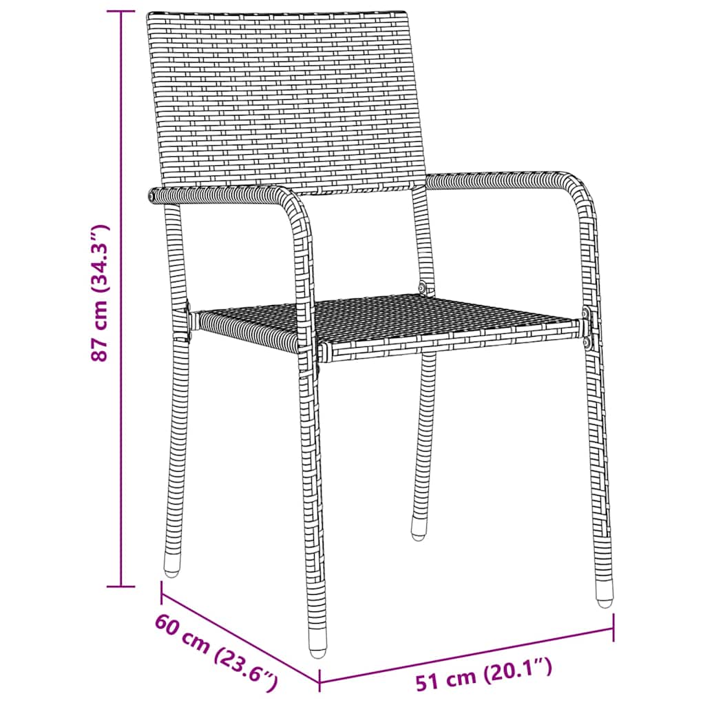 Tuin eettafelset met kussen 5 pcs Grijs poly rattan