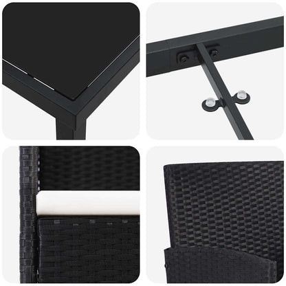 Tuin Eettafelset Met Kussen 7 Pcs Poly Rattan 6-persoons